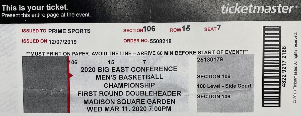 RWE Big East Ticket 